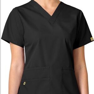 Women's WonderWink Black V-Neck Bravo Scrub Top